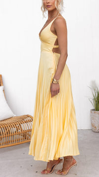 Violet & Grace | Pleated Maxi Dress with V Neckline
