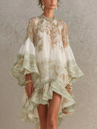 Μίνι φόρεμα Rosalie από σιφόν με μανίκια βολάν