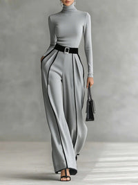 ELORA | HIGH-NECK TOP & WIDE-LEG PANTS SET