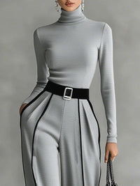 ELORA | HIGH-NECK TOP & WIDE-LEG PANTS SET