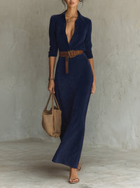 Corentine | Maxi Sweatshirt Dress with Lapel Collar
