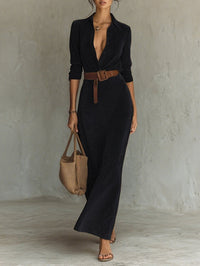 Corentine | Maxi Sweatshirt Dress with Lapel Collar