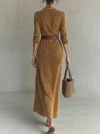 Corentine | Maxi Sweatshirt Dress with Lapel Collar