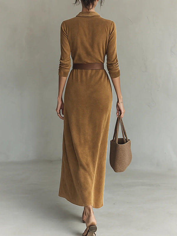 Corentine | Maxi Sweatshirt Dress with Lapel Collar
