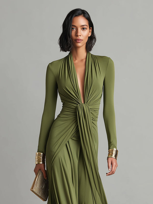 Valentine | Maxi Dress with V-Neck and Ruffles