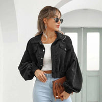Brielle | Corduroy Cropped Bomber Jacket for Women