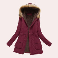 Hannah | Parka Jacket with Hood and Faux Fur Trim for Women