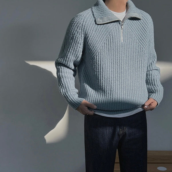 Kenneth · Blue Zip-Up Sweater