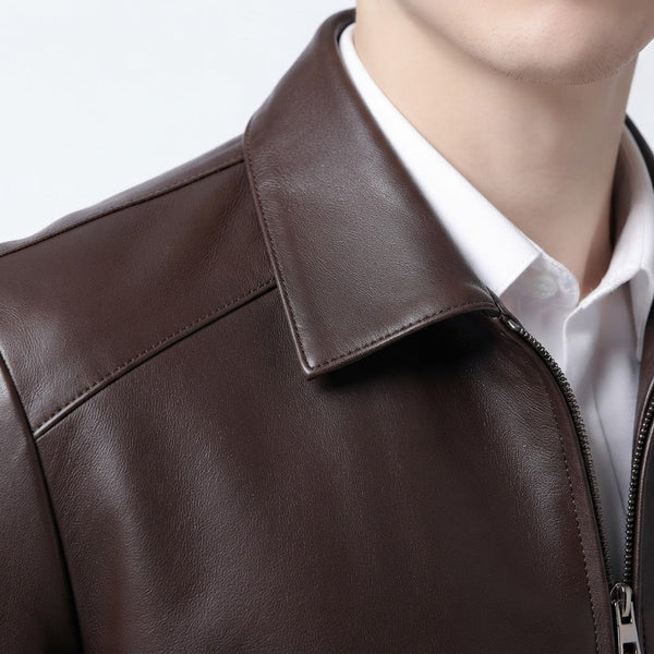 Crackled-Finish Leather Jacket