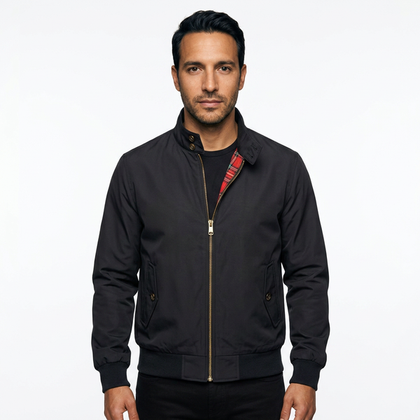 Plaid-Lined Bomber Jacket