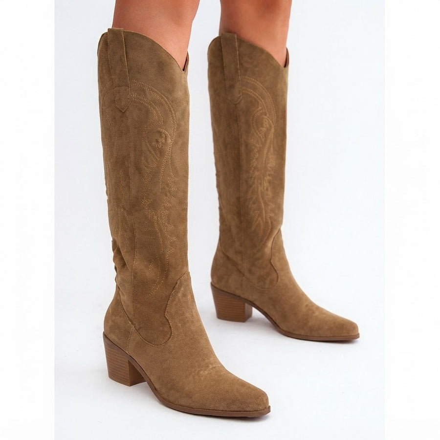 Women's Tall Embroidered Suede Cowboy Boots