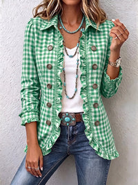 Julie | Vichy Plaid Ruffle Button Jacket™