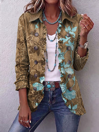 Blanche | Retro Boho Floral Ombre Ruffle Jacket™