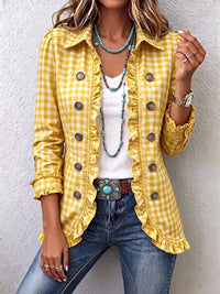 Julie | Vichy Plaid Ruffle Button Jacket™