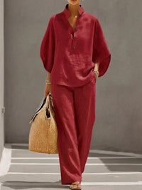 Maribelle | Two-Piece Set with Batwing Sleeves and Wide-Leg Trousers