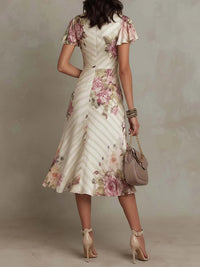 Margaret | Vintage Floral Satin Midi Dress™
