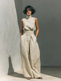 Florine | Sleeveless Top and Wide-Leg Trousers Set in Cotton and Linen
