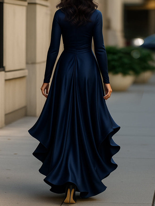 Palma | Draped Satin Maxi Dress with Ruffles™