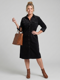 Pema | Long-sleeved Midi Dress with Patch Pockets™
