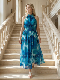 Sylin | Halter Midi Dress with Ruching