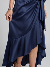 Honora | Wrap Midi Dress with Halter Neckline and Asymmetric Hem