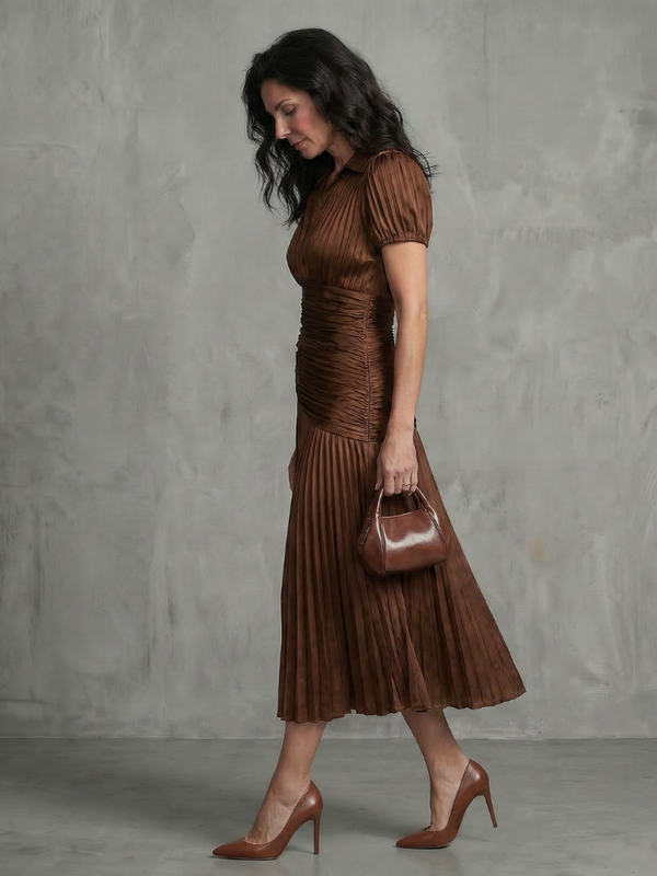 Theodora | Pleated Waist Striped Midi Dress™
