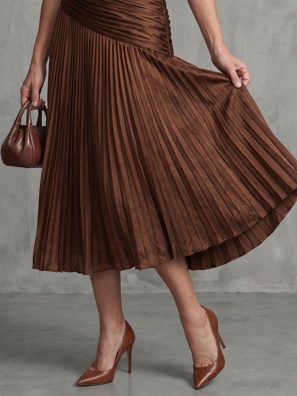 Theodora | Pleated Waist Striped Midi Dress™