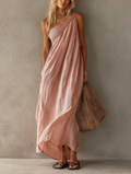 Éliane | One-Shoulder Cotton and Linen Maxi Dress