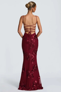 Anastasia | Women Floral Embroidered Corset Cami Strap Wedding Guest Maxi Dress
