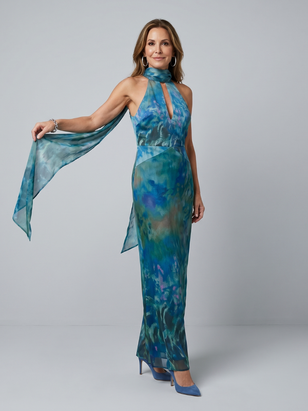 Juniper | Sleeveless Halter Keyhole Maxi Dress™