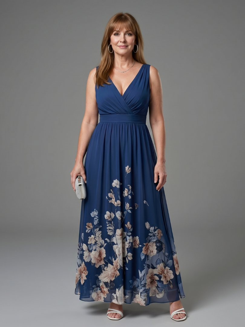 Clarissa | V-Neck Midi Dress with Delicate Floral Trim™