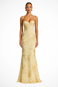 Anastasia | Women Floral Embroidered Corset Cami Strap Wedding Guest Maxi Dress
