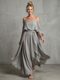 Marisol | Layered Draped Off-the-Shoulder Top and Wide-Leg Pants Set™