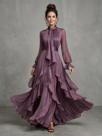 Demetria | Tiered Maxi Dress with Halter Neck and Ruffles™