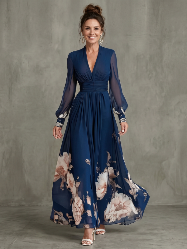 Ziva | Maxi Dress with Pleated Sheer Sleeves™