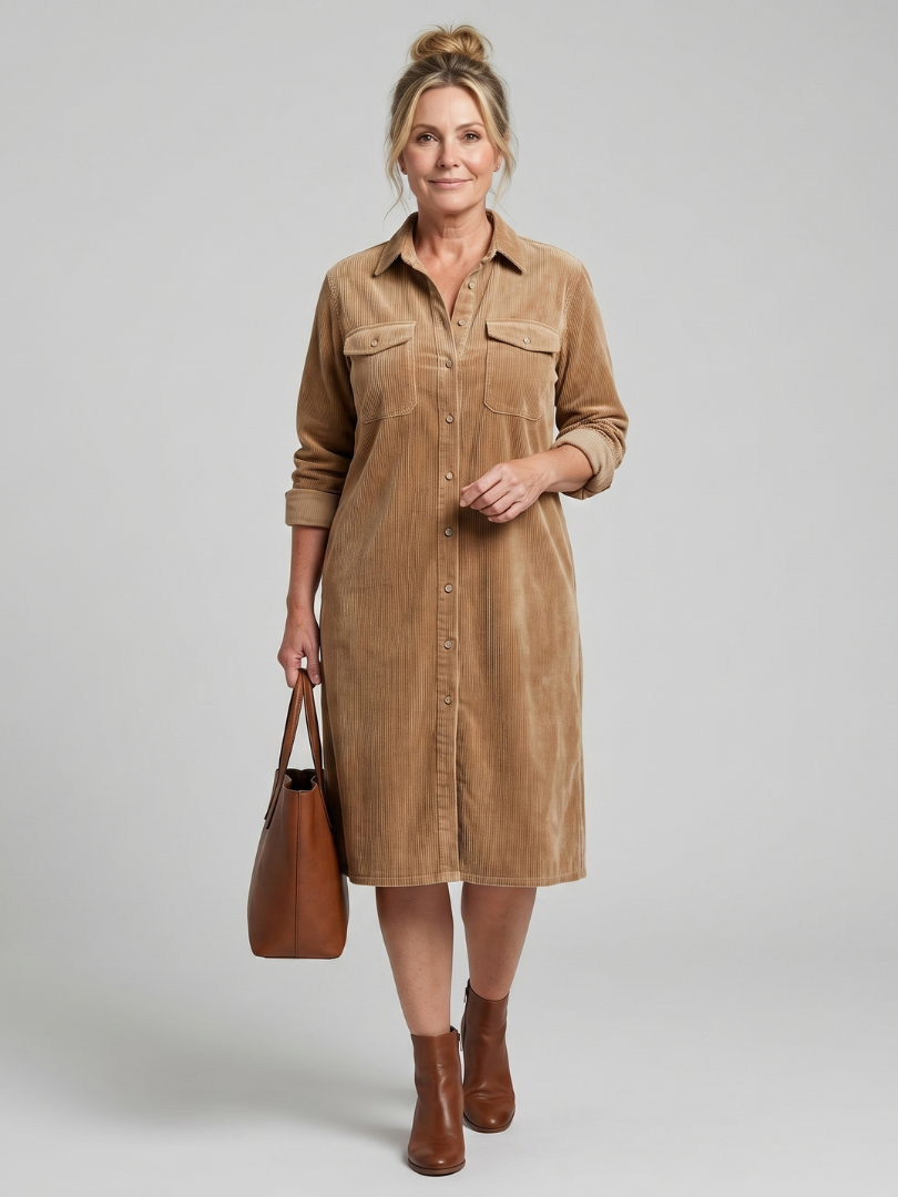 Pema | Long-sleeved Midi Dress with Patch Pockets™