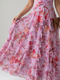 Nori | Floral Halter Neck Maxi Dress with Ruched Bust™
