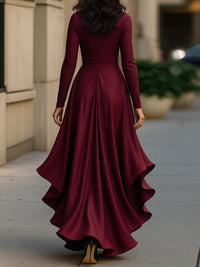Palma | Draped Satin Maxi Dress with Ruffles™