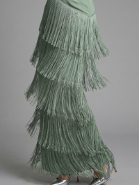 Samara | Midi Dress with Long Sleeves and Soft Fringe Skirt™