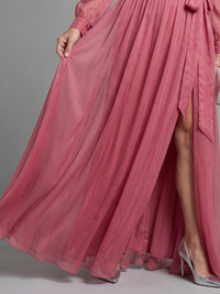Meredith | Sheer Airy Wrap Maxi Dress with Long Sleeves™