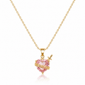 Immaculate Heart of Mary | Pink Zircon Necklace