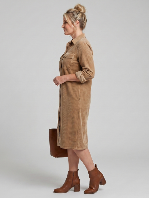 Pema | Long-sleeved Midi Dress with Patch Pockets™