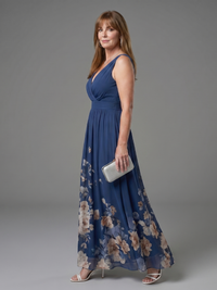 Clarissa | V-Neck Midi Dress with Delicate Floral Trim™