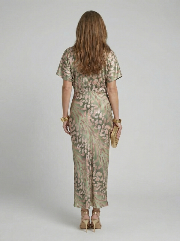 Violet & Grace | Midi Dress with Abstract Print, V-Neck and Twist Waist™