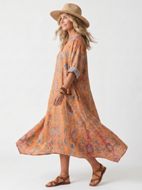 Réjane | Oversized Midi Dress with Notch Collar and Large Pockets