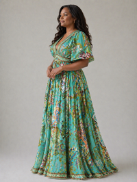 Violet & Grace | Airy Maxi Dress with Puffy Sleeves and V-Neck™