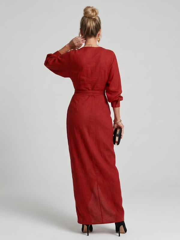 Fable | Midi Crossover Long Sleeve Dress with Overlay Skirt™