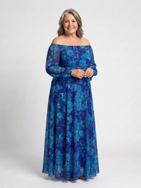 Violet & Grace | Floral Off-Shoulder Maxi Dress