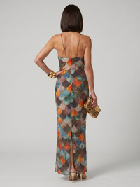 Larkin | Fitted Colorful Maxi Dress with Scale Pattern™