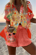 Fable | Coral Summer Set with Fairy Tale Print